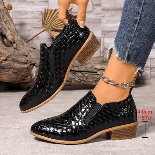 Damen elegante und bequeme Slipper-Stiefel aus strukturiertem Kunstleder Drune