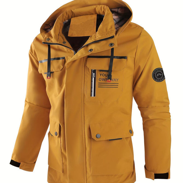 Herren wasserabweisender Utility‑Parka mit Kapuze, Mehrfach‑Taschen und Windschutz Drune