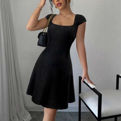 Damen Ärmelloses A-Linien Kleid mit quadratischem Ausschnitt Drune