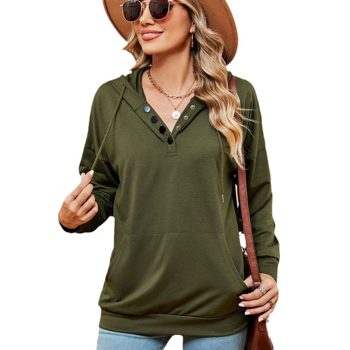Damen Kapuzenpullover mit modischen Knopfdetails Drune