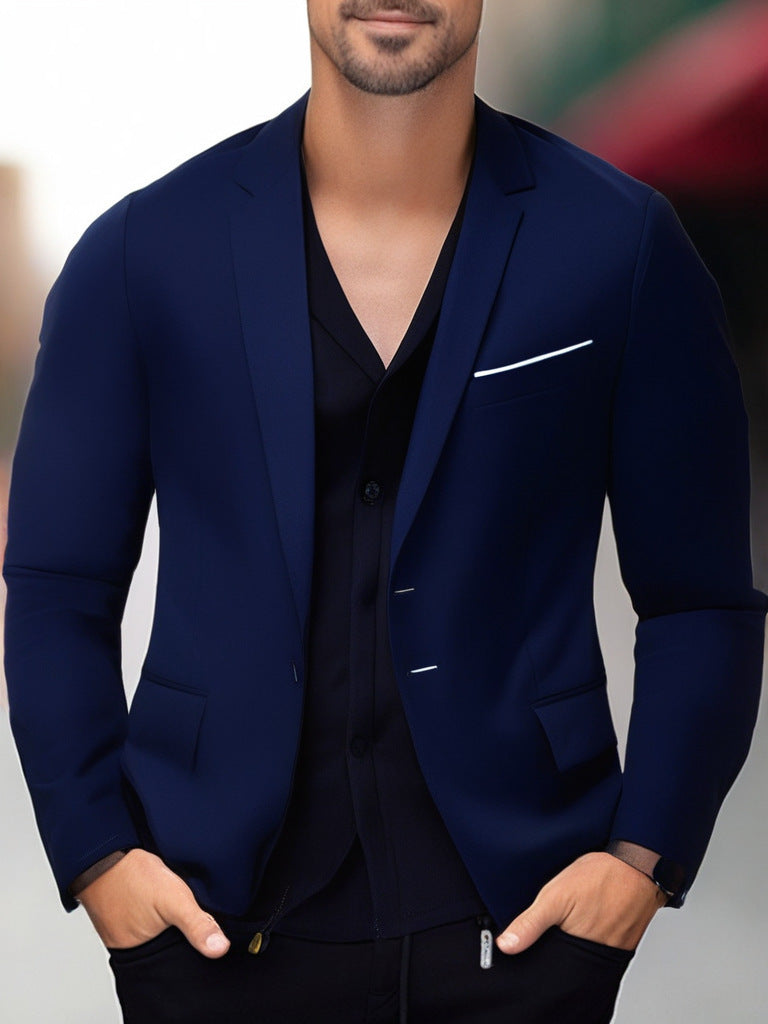 Herren eleganter und stilvoller Blazer mit farblich abgesetztem Revers Drune