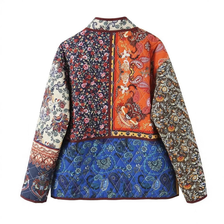 Damen Oversize Patchwork-Steppjacke mit Stehkragen und aufgesetzten Taschen Drune