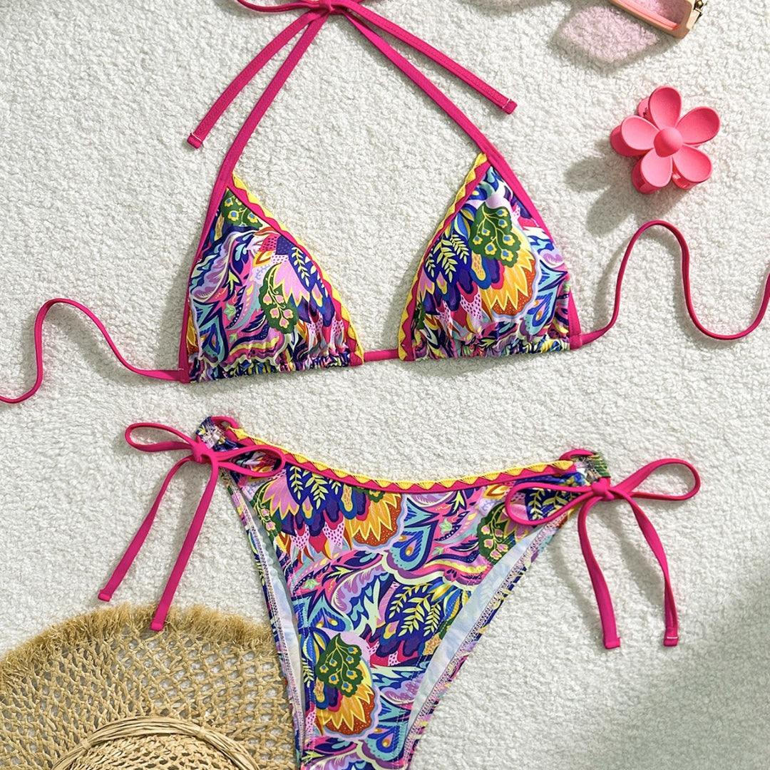 Damen Triangel-Bikini mit verspieltem Farbmuster Drune