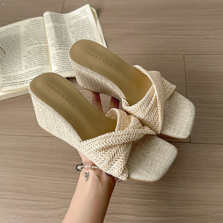 Damen Elegante und komfortable Wedgesandalen mit modischem Knöchelriemen Drune