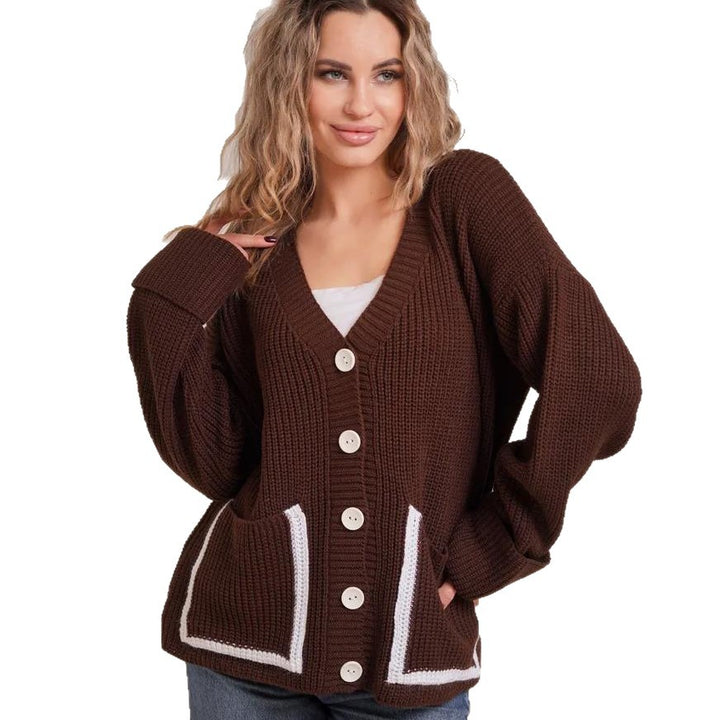 Damen Grobstrick-Cardigan mit praktischen Taschen und modernen Knöpfen Drune
