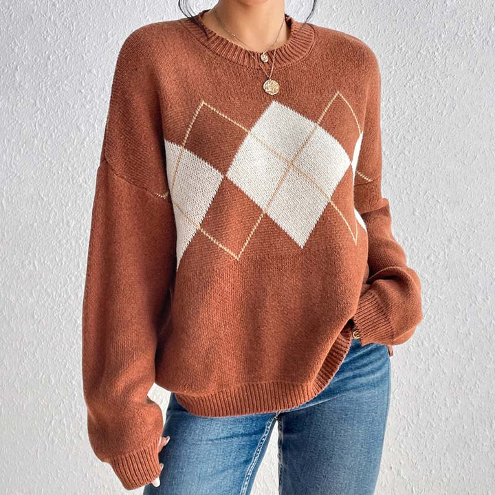Drune | Geometrischer Strickpullover Mit Farbkontrasten