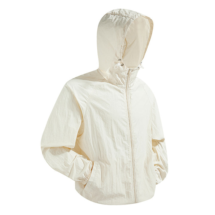 Unisex Leichte packbare Kapuzen‑Windjacke mit wasserabweisender Ripstop‑Hülle und verstellbarer Kapuze Drune