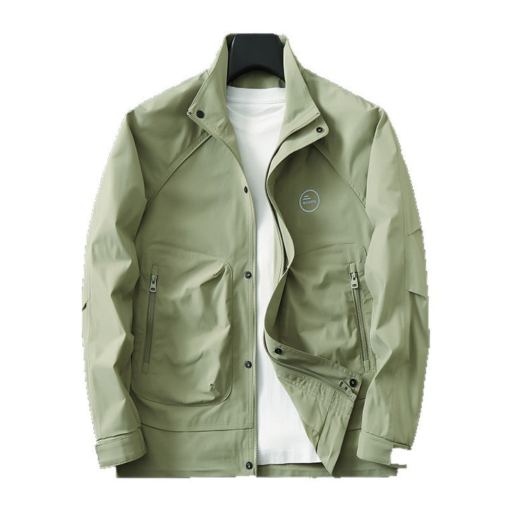 Herren Leichte technische Übergangsjacke mit Stehkragen, Reißverschluss und Multifunktionstaschen Drune