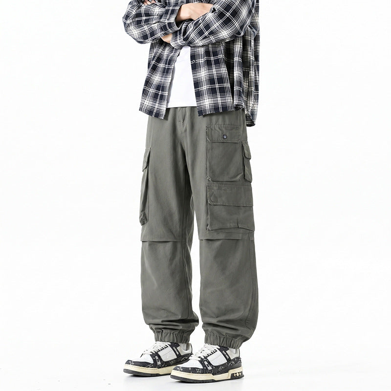 Herren Weite Convertible-Cargo-Hose im Tactical-Streetstyle mit Mehrfachklappentaschen und elastischem Knöchelabschluss Drune