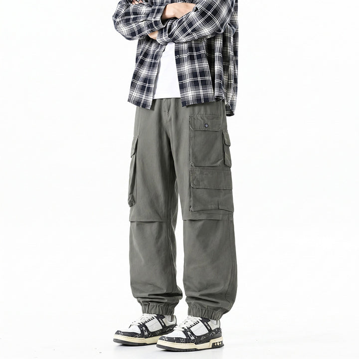 Herren Weite Convertible-Cargo-Hose im Tactical-Streetstyle mit Mehrfachklappentaschen und elastischem Knöchelabschluss Drune