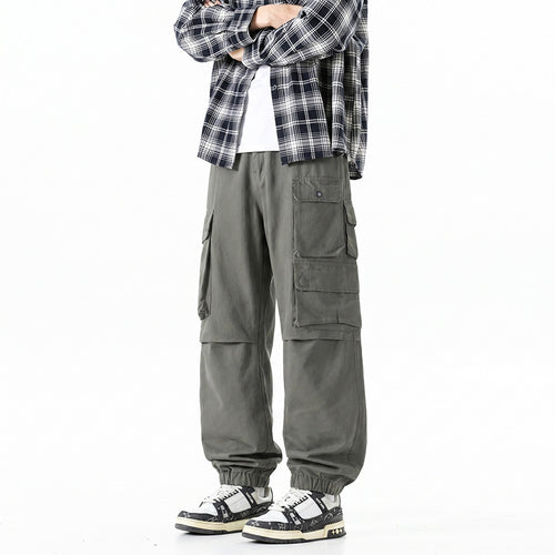 Herren Weite Convertible-Cargo-Hose im Tactical-Streetstyle mit Mehrfachklappentaschen und elastischem Knöchelabschluss Drune