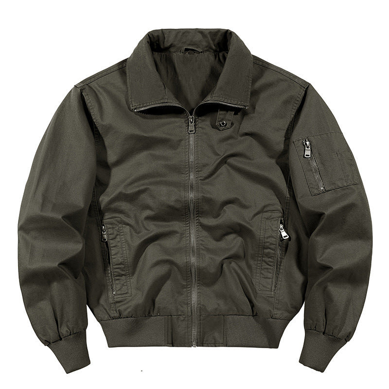 Men's  rugged cotton-blend utility bomber with ribbed trim and zip sleeve pocket Drune