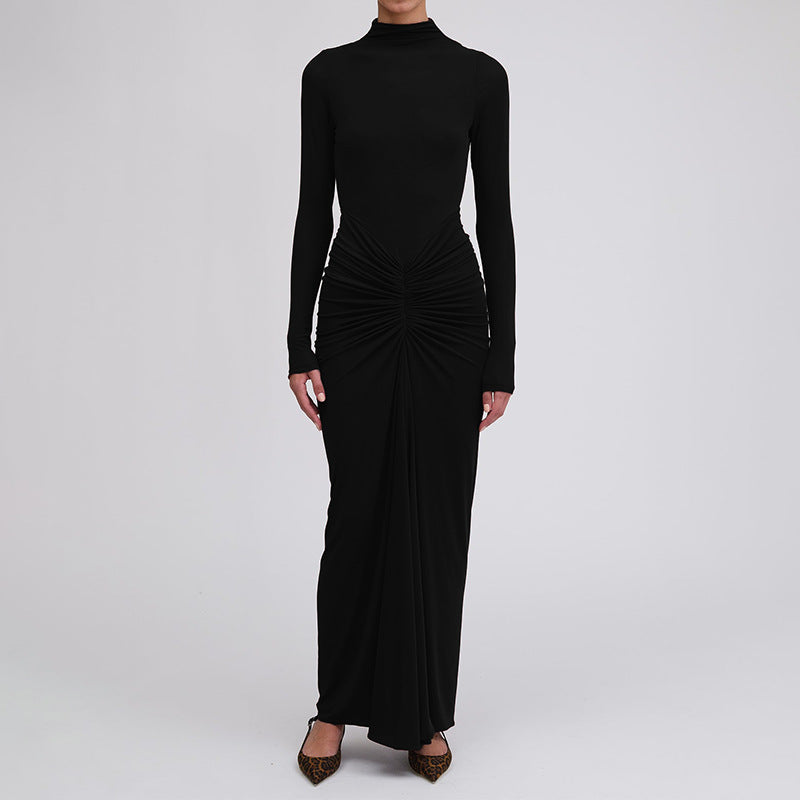 Damen Elegantes Maxikleid mit enganliegendem Schnitt und tiefem Ausschnitt Drune