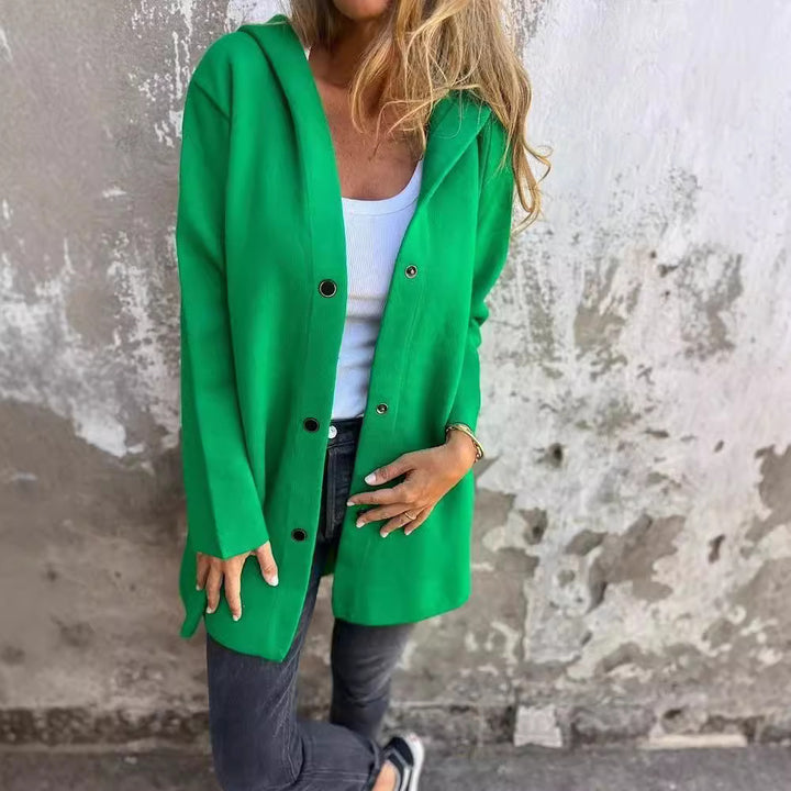 Damen nan Kapuzenmantel mit Druckknopfleiste und geradem Oversize-Schnitt Drune
