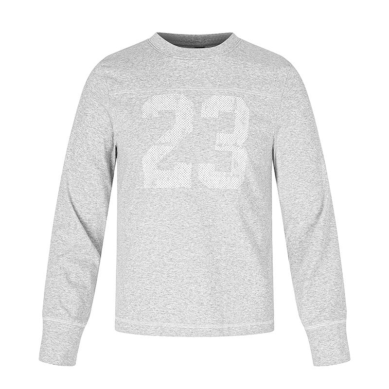 Herren Langarm-Sweatshirt mit Rundhalsausschnitt und sportischem Nummern-Print Drune