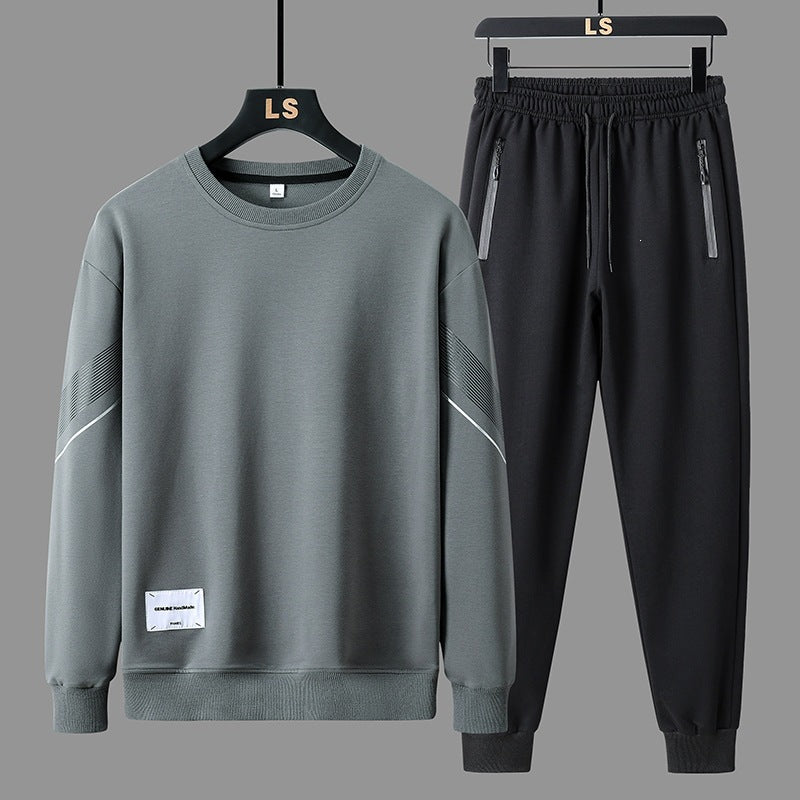 Herren Sportliches Freizeit-Trainingsset aus Sweatshirt & Jogginghose mit Reißverschlusstaschen Drune