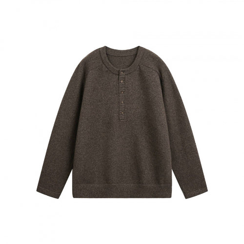 Unisex Feinstrick-Henley-Pullover mit Raglanärmeln und halber Knopfleiste Drune