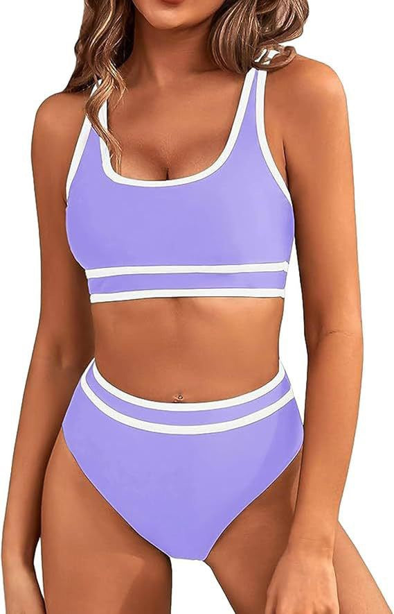 Damen Sportives Bikini-Set mit hohem Bund Drune