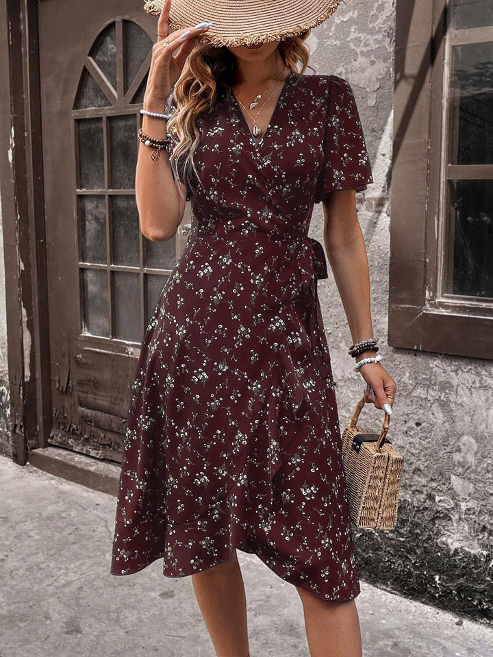 Damen Wickelkleid mit floralem Design Drune
