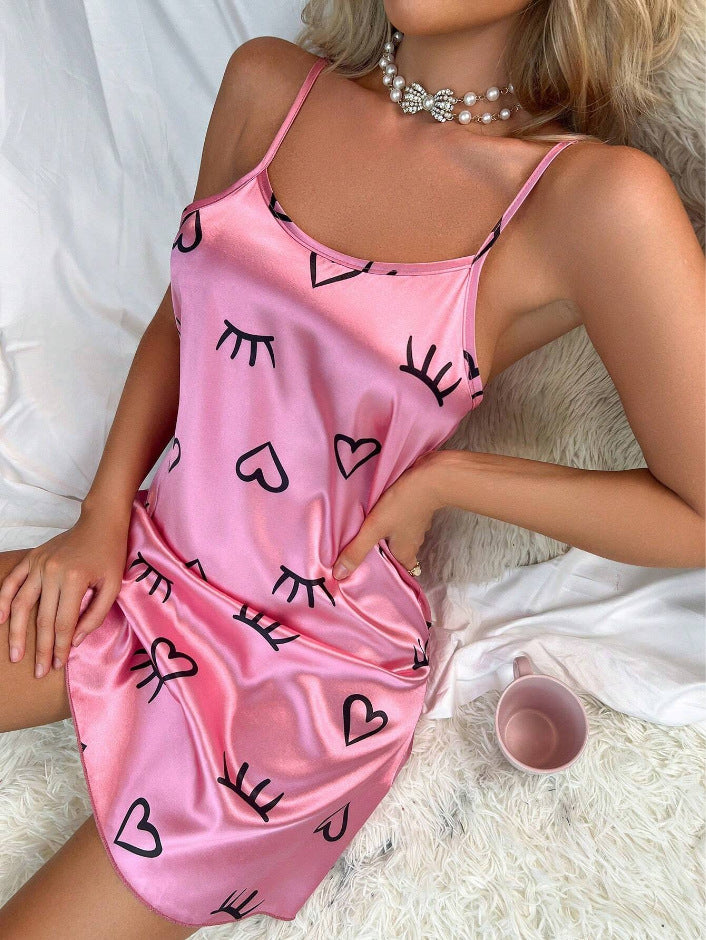 Damen Satin Nachthemd Drune