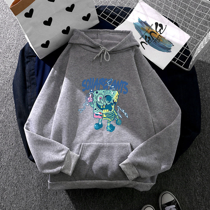 Damen nan weicher Oversize-Kapuzenpullover mit kawaii Pilzfrosch-Print, Kängurutasche und gerippten Bündchen Drune