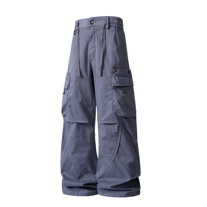 Herren Weit geschnittene Utility-Cargo-Hose mit Mehrfach-Taschen und verstellbarem Bund Drune