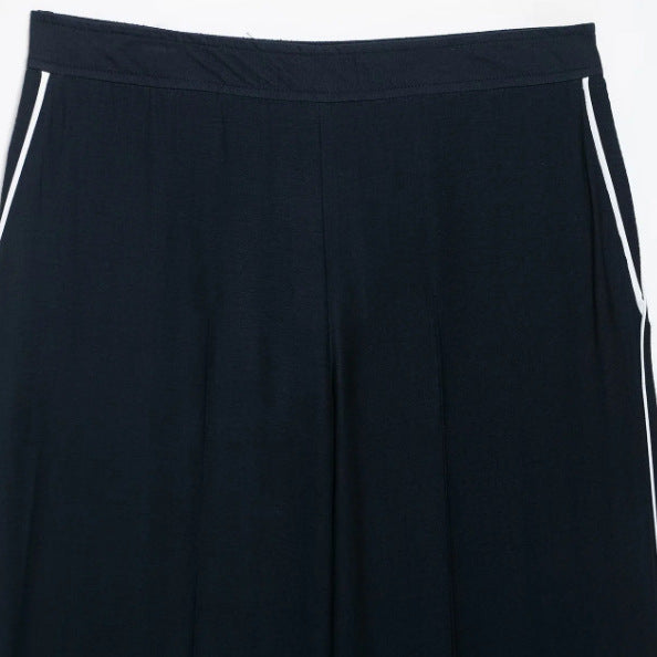 Damen Hochtaillierte Culotte-Hose mit weitem Bein und dekorativem Taillengürtel Drune