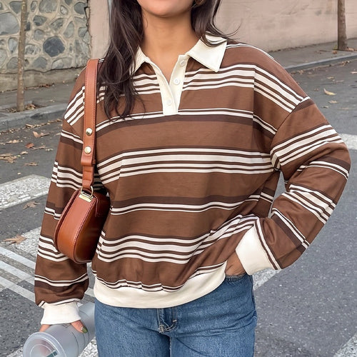 Damen Lässiger Pullover mit Polokragen Drune