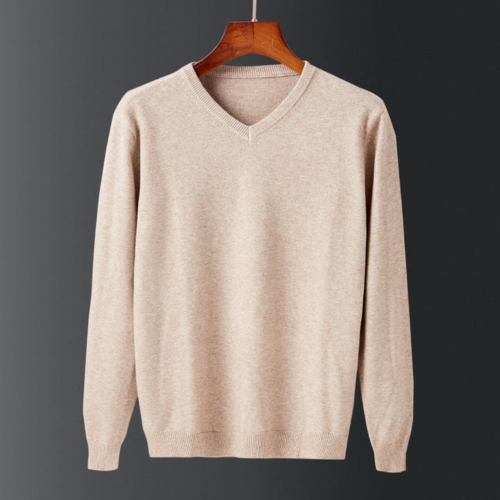 Herren eleganter V-Ausschnitt Pullover aus feiner Wolle Drune