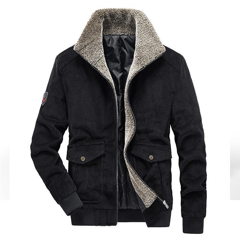 Herren Kord-Fieldblouson mit Sherpa-Innenfutter, Stehkragen und aufgesetzten Pattentaschen Drune