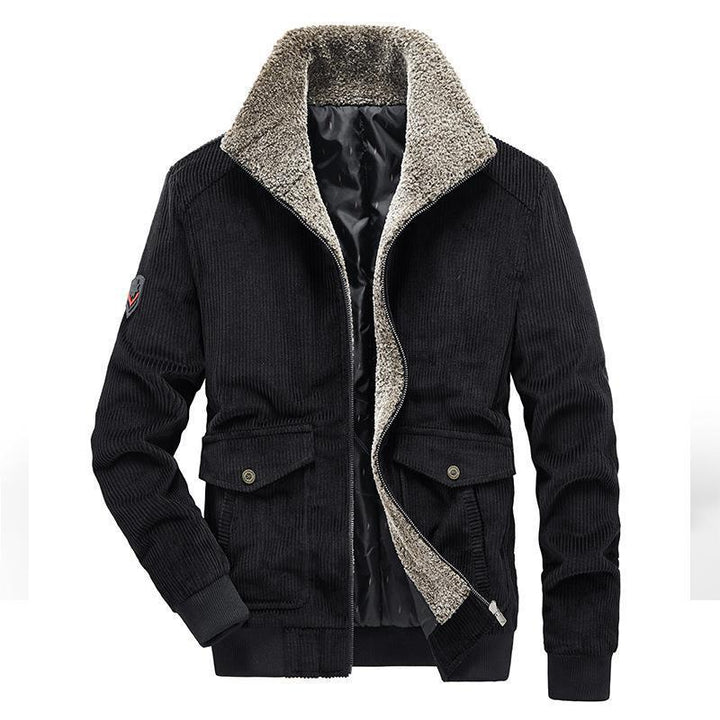 Herren Kord-Fieldblouson mit Sherpa-Innenfutter, Stehkragen und aufgesetzten Pattentaschen Drune