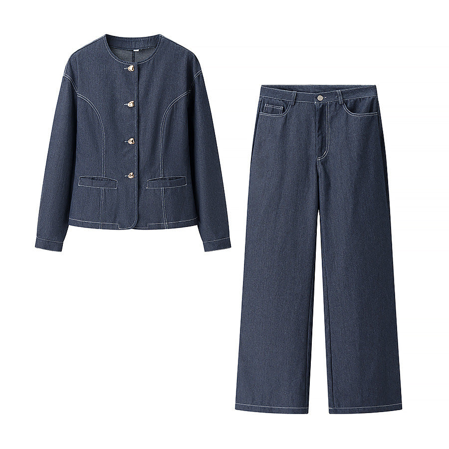 Damen nan weite Highwaist-Denimhose mit geradem Bein und Five-Pocket-Detail Drune