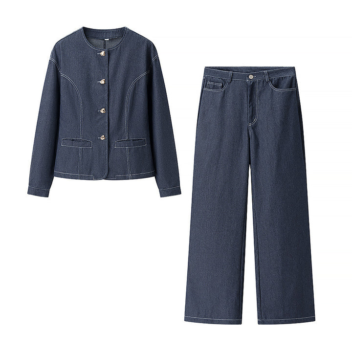 Damen nan weite Highwaist-Denimhose mit geradem Bein und Five-Pocket-Detail Drune