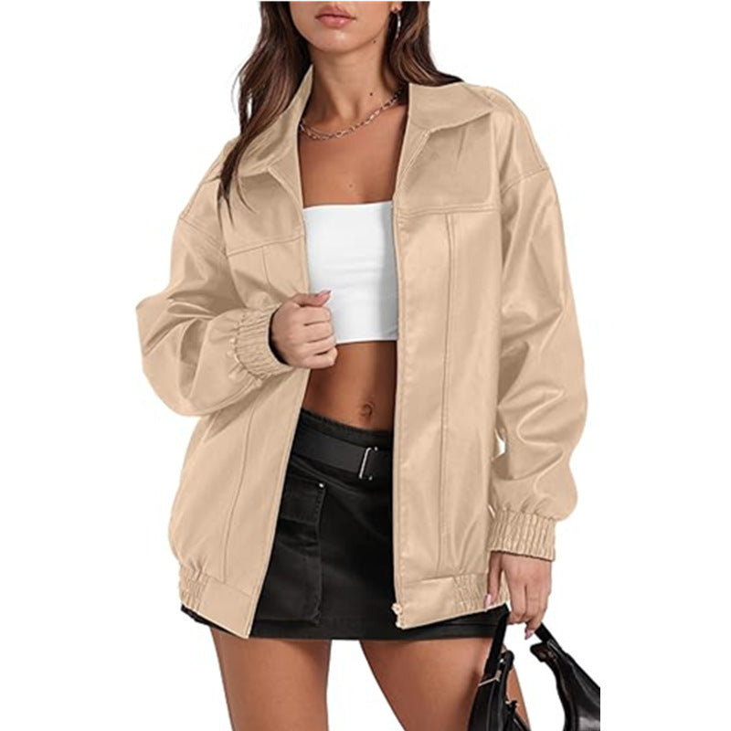 Damen lässige Windjacke mit elastischen Bündchen und praktischen Taschen Drune