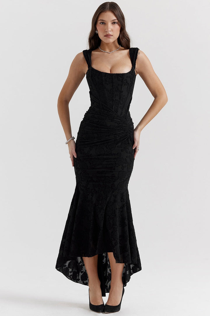 Damen Elegantes Maxikleid mit raffinierten Rüschen und schmeichelndem Schnitt Drune
