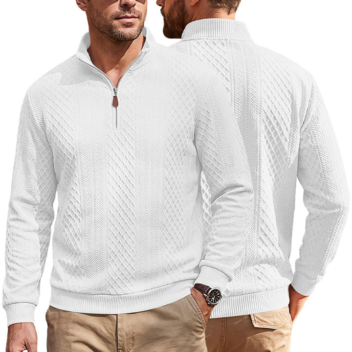 Herren Strickpullover mit halbem Reißverschluss und strukturierter Zopfoptik Drune