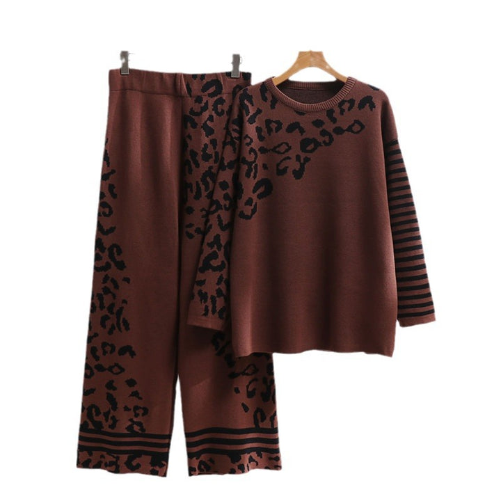 Damen modisches Lounge-Set mit Tiermuster und breiten Streifen Drune