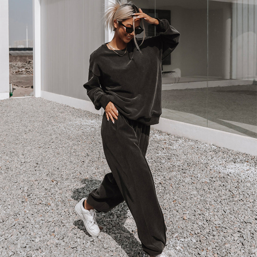 Damen nan weiches Oversize-Sweatshirt und weite Relaxhose im Vintage-Washed-Finish Drune