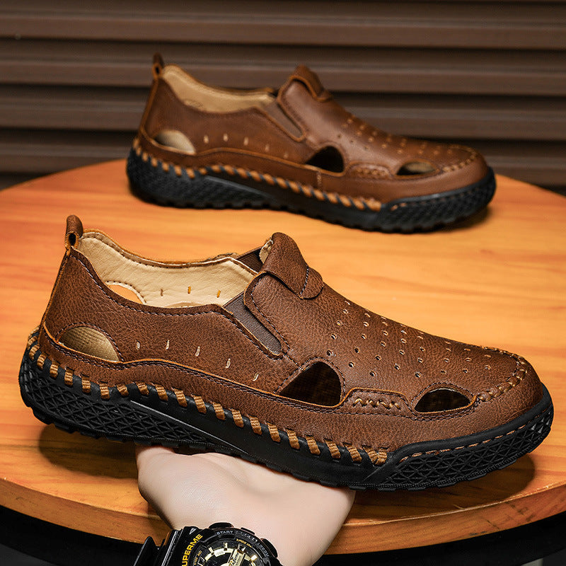 Herren atmungsaktive Leder Sandalen Drune