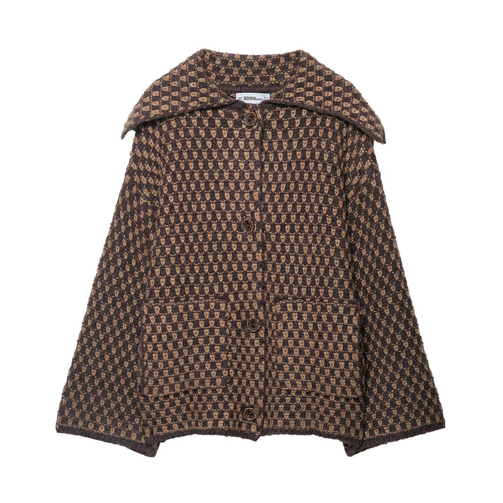 Damen Kurzjacke im Bouclé‑Waffelmuster mit großem Umlegekragen Drune
