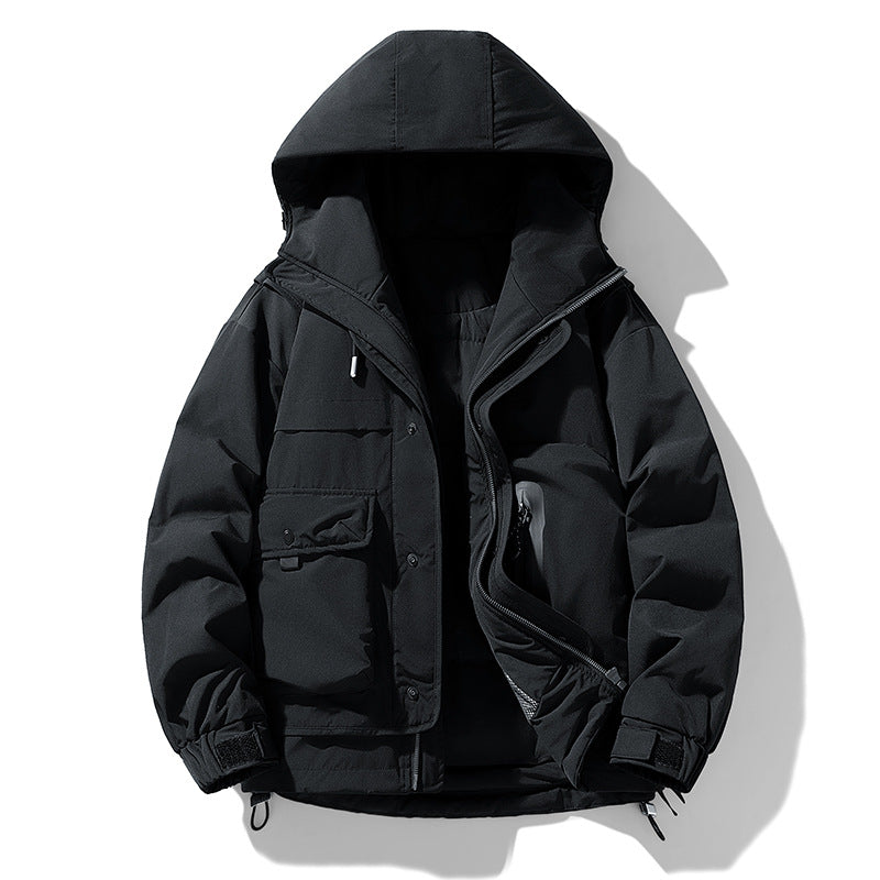 Herren wattierte Kapuzen-Fieldjacke mit Multifunktionstaschen Drune