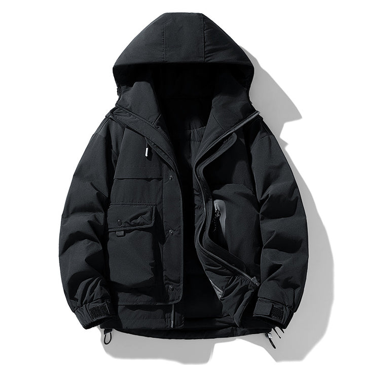 Herren wattierte Kapuzen-Fieldjacke mit Multifunktionstaschen Drune