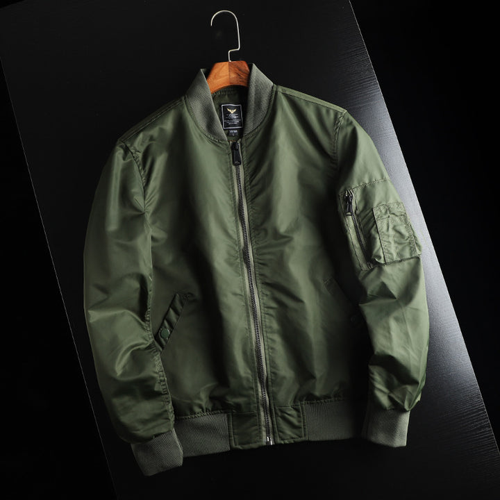 Herren nan windabweisende Nylon-Bomberjacke im MA-1 Stil mit Ärmeltasche und gerippten Bündchen Drune