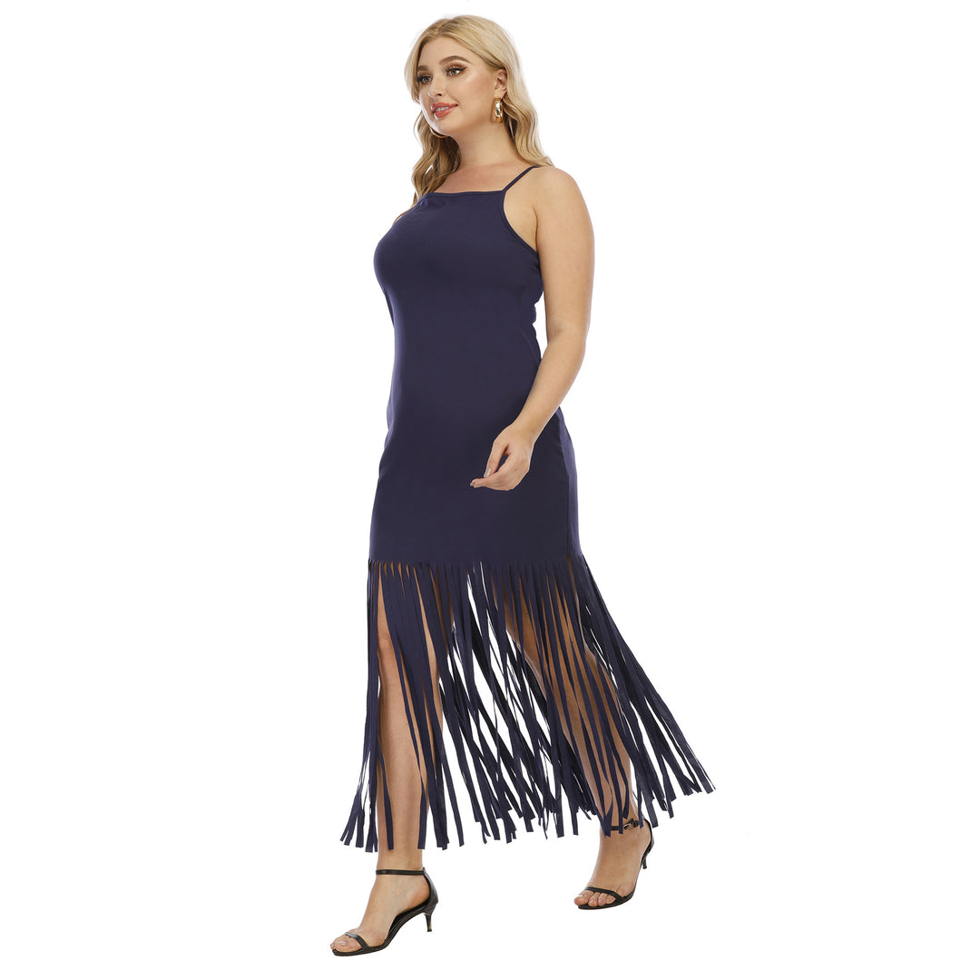 Damen Maxikleid mit fransigem Design Drune