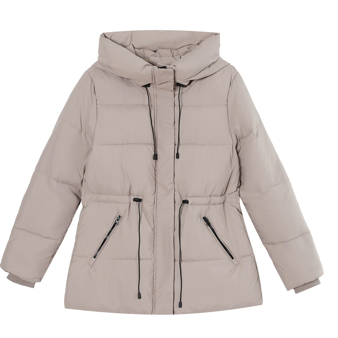 Damen nan wattierter Kapuzenparka mit taillierbarem Kordelzug, verdeckter Reißverschluss und Rippbündchen Drune