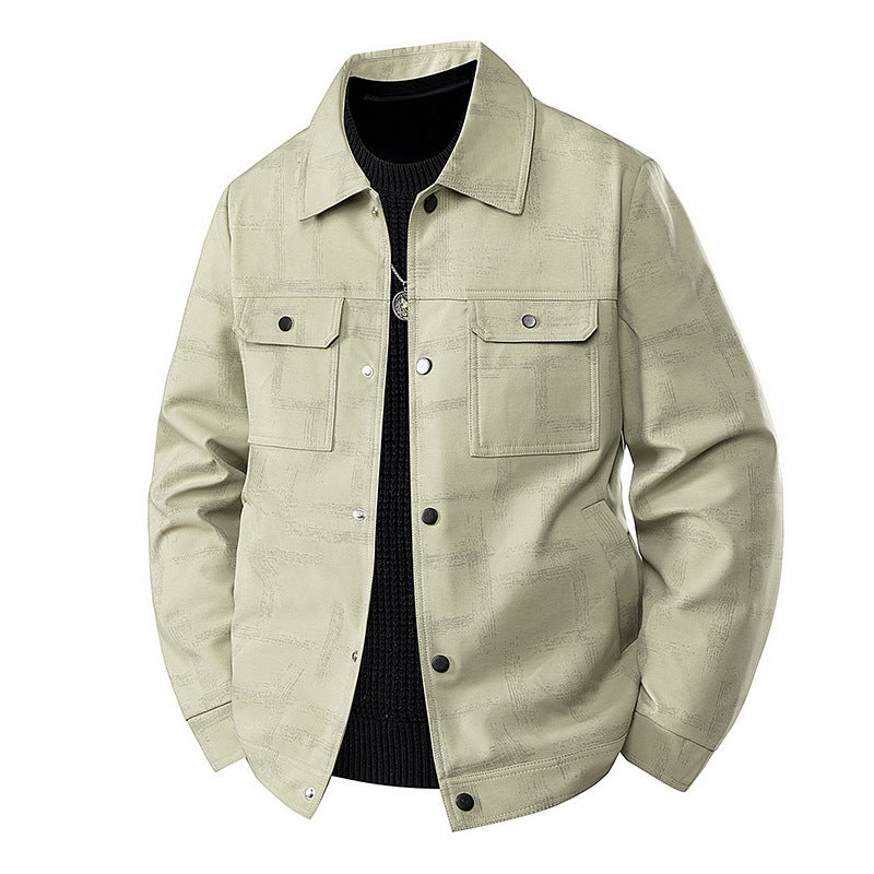 Herren Leichte Overshirt-Jacke mit dezenter Reptilprägung und Druckknopfverschluss Drune