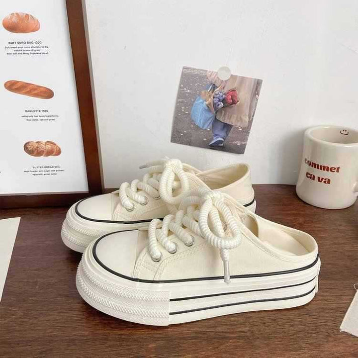 Damen Bequeme Sneaker mit doppelter Sohle und dekorativer Schnürung Drune