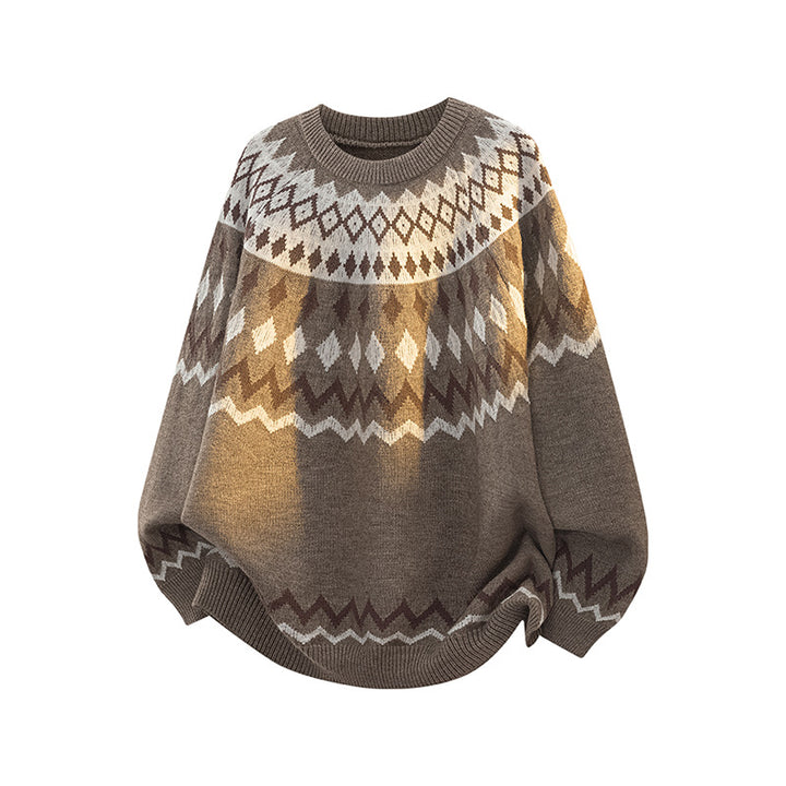 Damen Grobstrickpullover mit grafischem Muster Drune