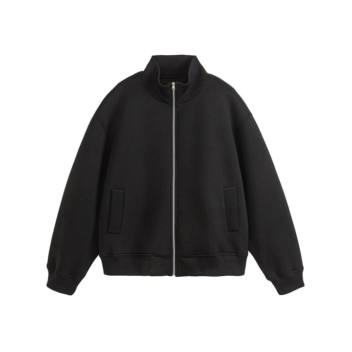 Unisex Boxy-Reißverschluss-Sweatjacke mit Funnelkragen und Rippbündchen Drune