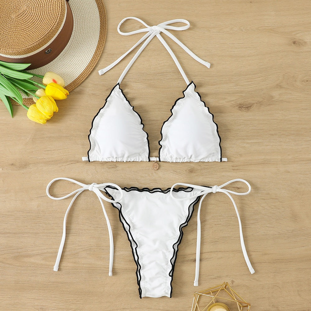 Damen Triangel-Bikini-Set mit verspieltem Rüschendetail Drune